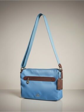 Coach Sawyer Crossbody Bag Blue Nylon Leather Trim NWT Dust Bag